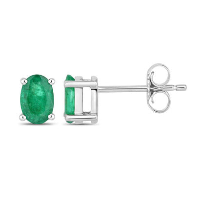 0.88 Carat Genuine Zambian Emerald 10K White Gold Earrings