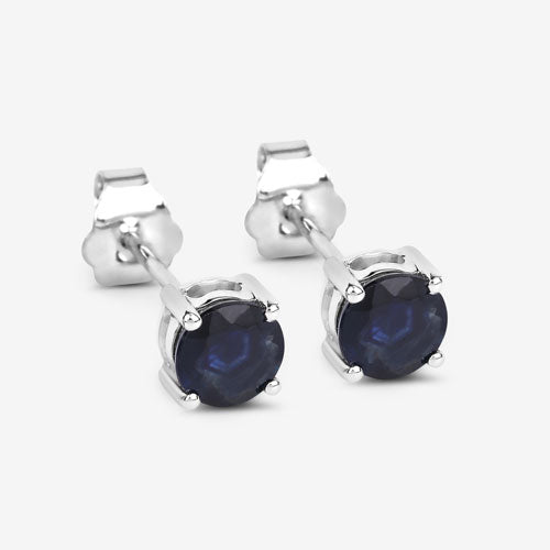 1.30 Carat Genuine Blue Sapphire 10K White Gold Earrings
