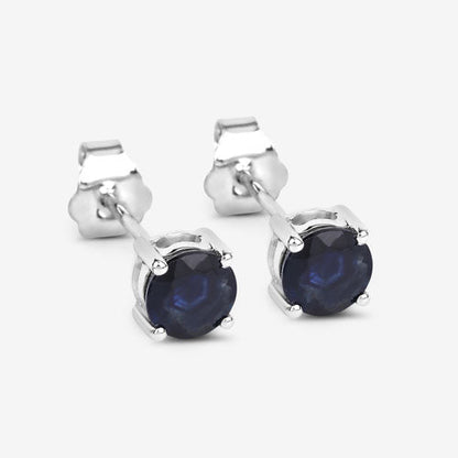 1.30 Carat Genuine Blue Sapphire 10K White Gold Earrings
