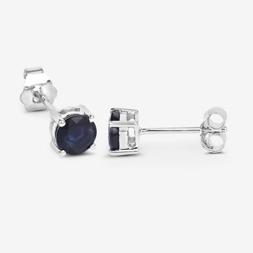 1.30 Carat Genuine Blue Sapphire 10K White Gold Earrings