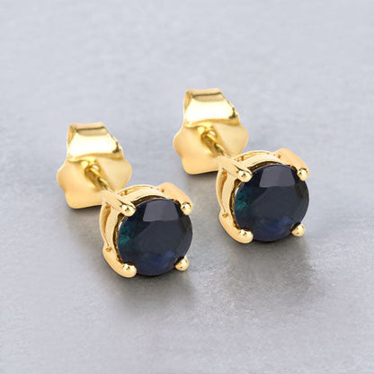 1.30 Carat Genuine Blue Sapphire 10K Yellow Gold Earrings