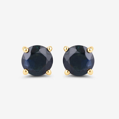 1.30 Carat Genuine Blue Sapphire 10K Yellow Gold Earrings