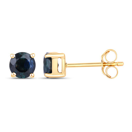 1.30 Carat Genuine Blue Sapphire 10K Yellow Gold Earrings