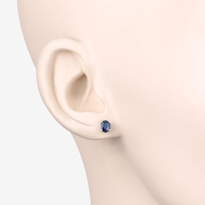 0.68 Carat Genuine Blue Sapphire 10K White Gold Earrings