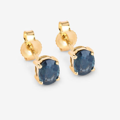 0.68 Carat Genuine Blue Sapphire 10K Yellow Gold Earrings