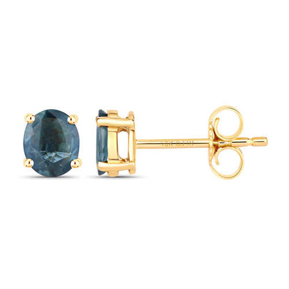 0.68 Carat Genuine Blue Sapphire 10K Yellow Gold Earrings