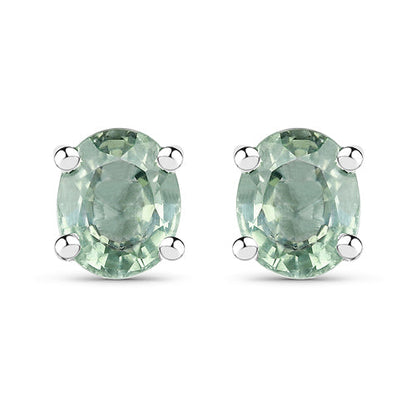 0.68 Carat Genuine Green Sapphire .925 Sterling Silver Earrings