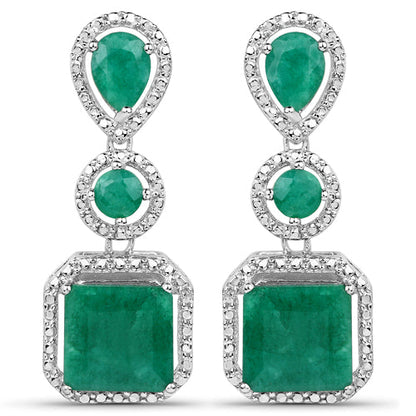 7.85 Carat Dyed Emerald .925 Sterling Silver Earrings