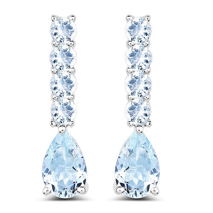 2.40 Carat Genuine Aquamarine .925 Sterling Silver Earrings