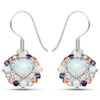 4.73 Carat Genuine Multi Stone .925 Sterling Silver Earrings