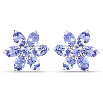 2.24 Carat Genuine Tanzanite .925 Sterling Silver Earrings