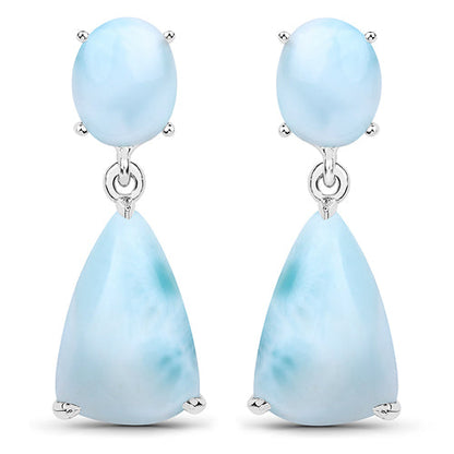 11.54 Carat Genuine Larimar .925 Sterling Silver Earrings