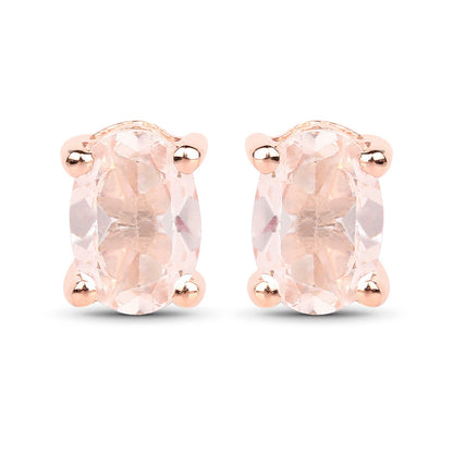 0.72 Carat Genuine Morganite .925 Sterling Silver Earrings