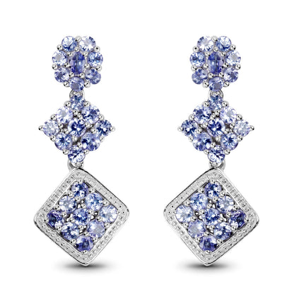 4.92 Carat Genuine Tanzanite .925 Sterling Silver Earrings