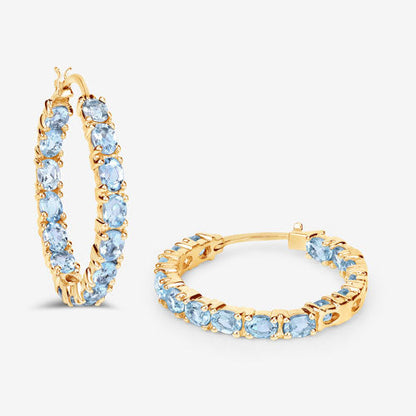 5.70 Carat Genuine Blue Topaz .925 Sterling Silver Earrings