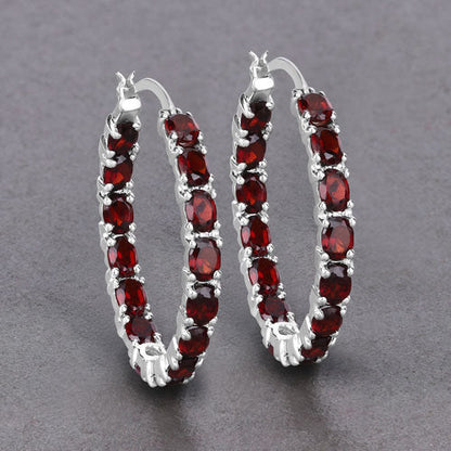 6.00 Carat Genuine Garnet .925 Sterling Silver Earrings