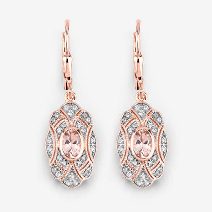 1.04 Carat Genuine Morganite and White Topaz .925 Sterling Silver Earrings