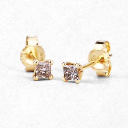 0.31 Carat Genuine Champagne Diamond 14K Yellow Gold Earrings (I1-I2)