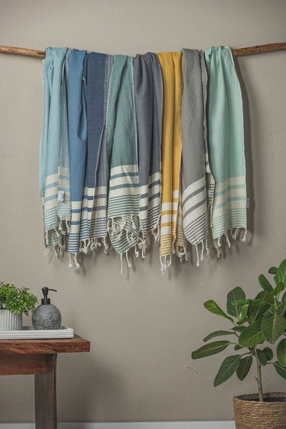 Essential Stripe Hand Towel Collection – 20” x 40” Turkish Cotton Hand Towels