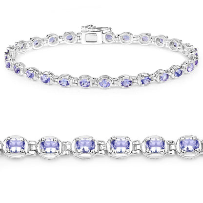 4.59 Carat Genuine Tanzanite .925 Sterling Silver Bracelet