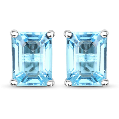 3.20 Carat Genuine Swiss Blue Topaz .925 Sterling Silver Earrings