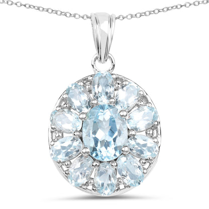 7.65 Carat Genuine Blue Topaz .925 Sterling Silver Pendant