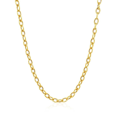 3.5mm 14k Yellow Gold Pendant Chain with Textured Links