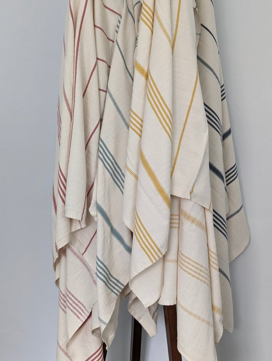 Horizon Stripe Turkish Cotton Towel Collection - Sand-Repelling, Quick-Drying, Tassel-Free, 39”x70”