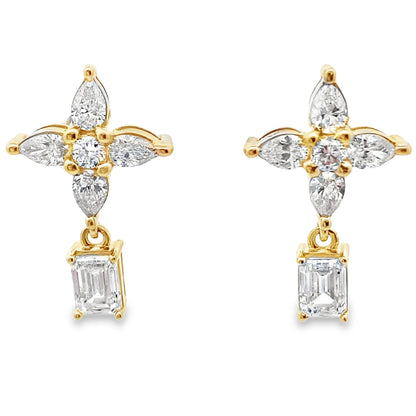 Lab Grown Diamond Dangle Earrings 14KT Yellow Gold