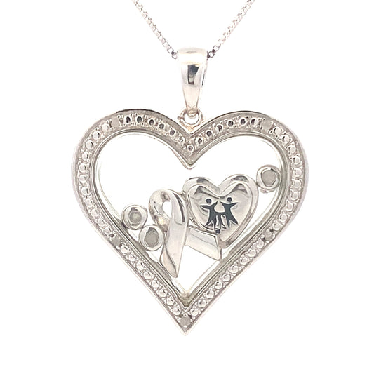 .02ct Diamond Heart Love Pendant Sterling Silver