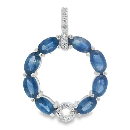 Sapphire Diamond Fashion Pendants 14KT White Gold