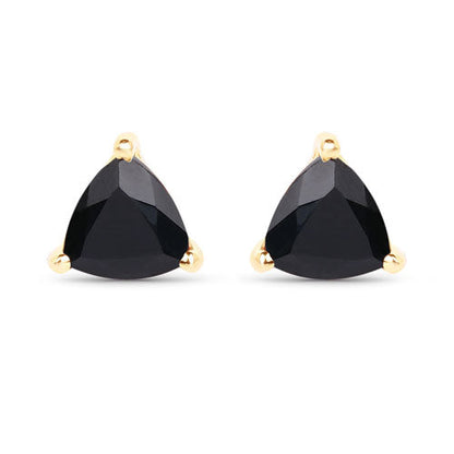 0.70 Carat Genuine Black Sapphire 14K Yellow Gold Earrings