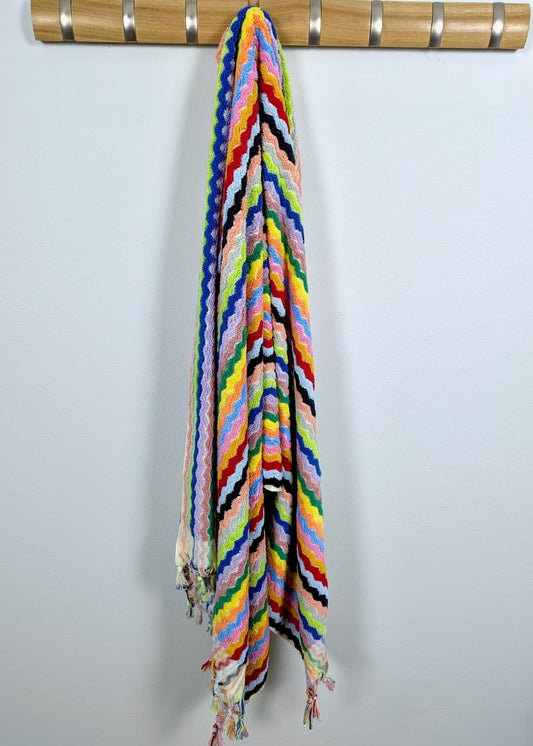 Limited Edition Rainbow Ripple Turkish Towel – Plush, Colorful, 100% Cotton Bath & Pool Towel (35" x 70")