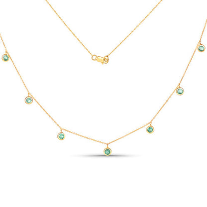 0.90 Carat Genuine Zambian Emerald 10K Yellow Gold Necklace
