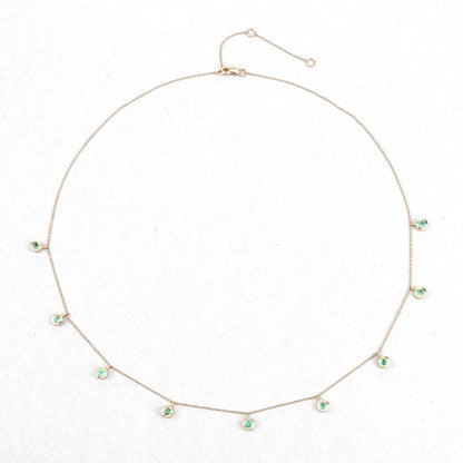 0.90 Carat Genuine Zambian Emerald 10K Yellow Gold Necklace