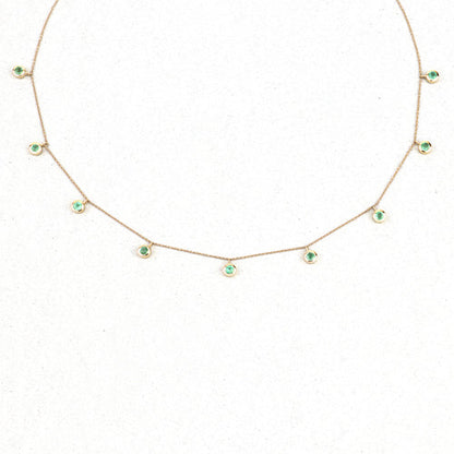 0.90 Carat Genuine Zambian Emerald 10K Yellow Gold Necklace