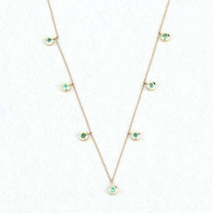 0.90 Carat Genuine Zambian Emerald 10K Yellow Gold Necklace