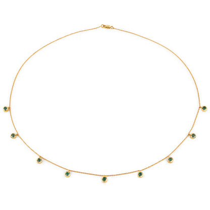 0.90 Carat Genuine Zambian Emerald 10K Yellow Gold Necklace