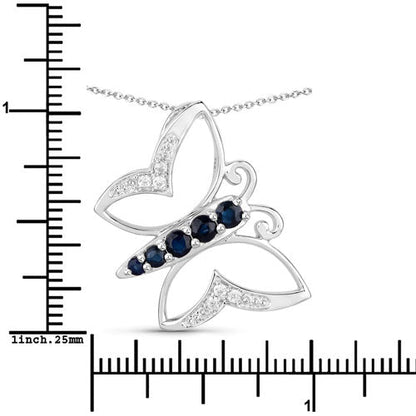 0.56 Carat Genuine Blue Sapphire and White Zircon .925 Sterling Silver Necklace