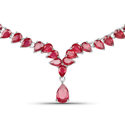 41.63 Carat Genuine Glass Filled Ruby .925 Sterling Silver Necklace