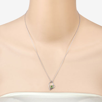 0.51 Carat Genuine Peridot .925 Sterling Silver Necklace
