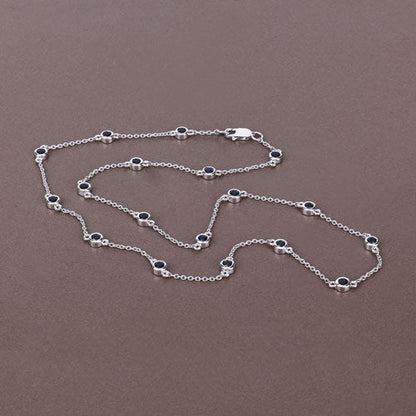 1.98 Carat Genuine Blue Sapphire .925 Sterling Silver Necklace
