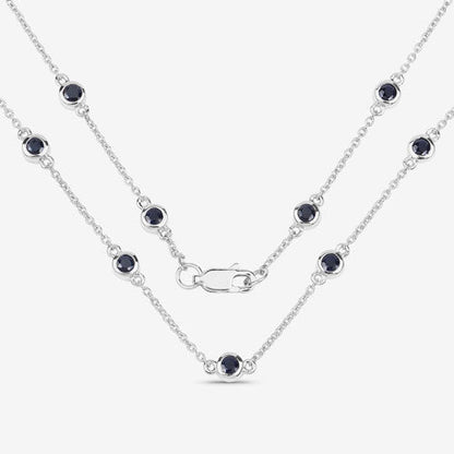 1.98 Carat Genuine Blue Sapphire .925 Sterling Silver Necklace