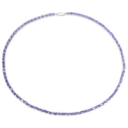 21.50 Carat Genuine Tanzanite .925 Sterling Silver Necklace