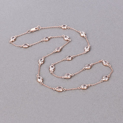4.86 Carat Genuine Morganite .925 Sterling Silver Necklace
