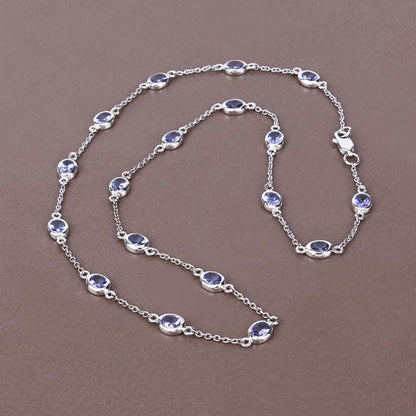 5.94 Carat Genuine Tanzanite .925 Sterling Silver Necklace