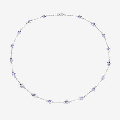 5.94 Carat Genuine Tanzanite .925 Sterling Silver Necklace