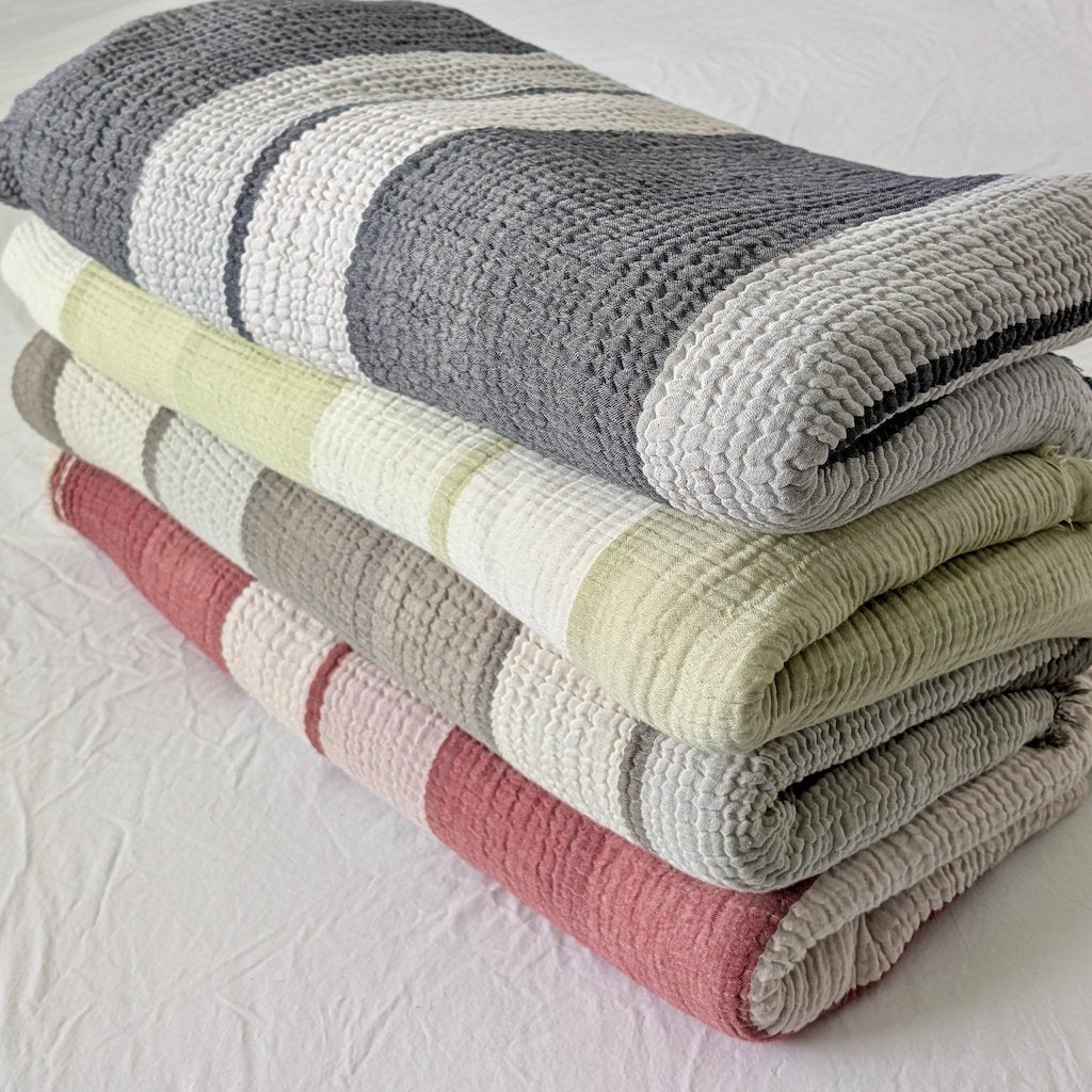 Nova Collection Bedspreads – Wide Stripe Design, Organic Turkish Cotton, Queen/King Sizes