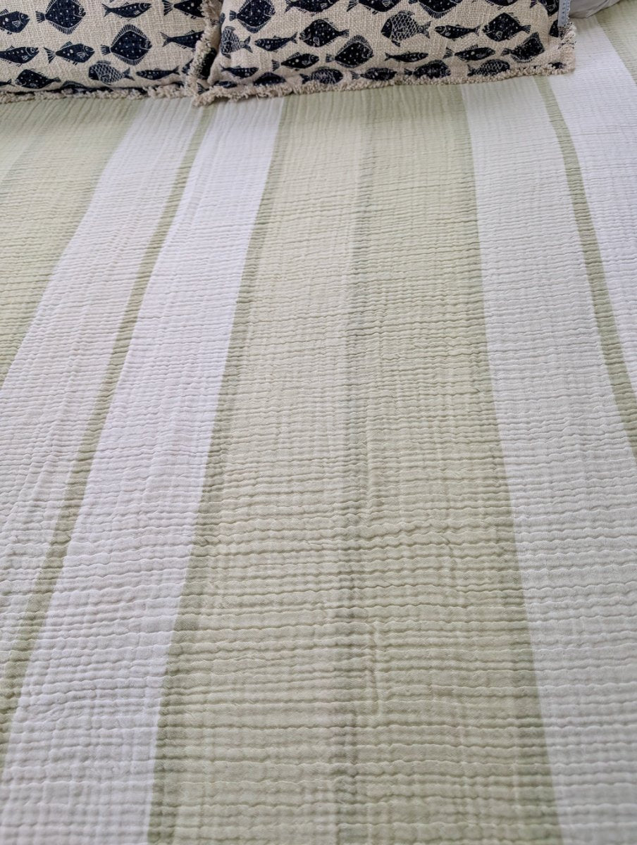 Nova Collection Bedspreads – Wide Stripe Design, Organic Turkish Cotton, Queen/King Sizes