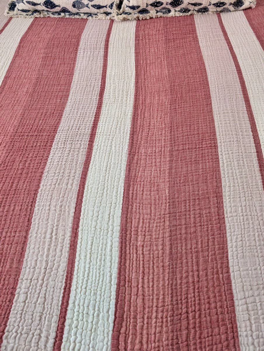 Nova Collection Bedspreads – Wide Stripe Design, Organic Turkish Cotton, Queen/King Sizes